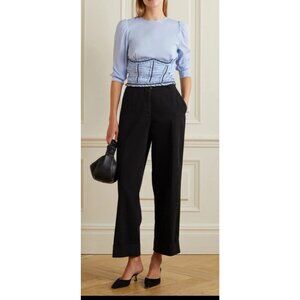 Fleur Du Mal Love Bound Ruched Stretch-Silk Crepe De Chine Top Blue Romantic S